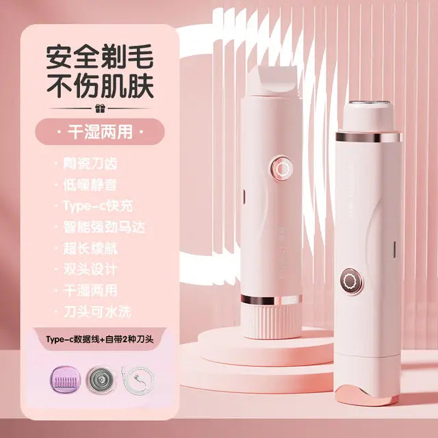 Portable Waterproof Mini Electric Hair Shaver for Women - Double Head Epilator
